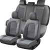 Coverado Gray Leather Seat Covers for Cars SUVs Trucks