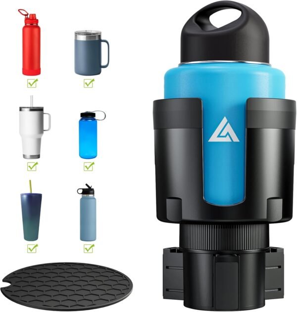 Adjustable Car Cup Holder Expander with Offset Option