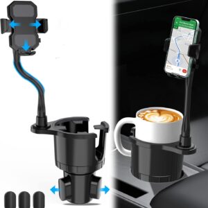 2-in-1 Car Cup Holder Expander with Phone Mount