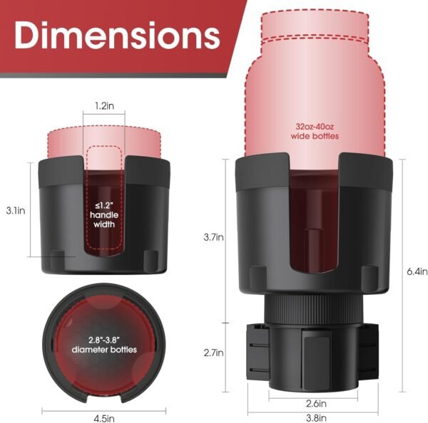 Adjustable Car Cup Holder Expander with Offset Option