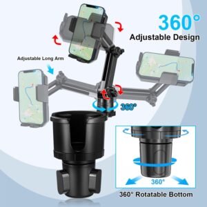 2-in-1 Car Cup Holder with Adjustable Phone Mount