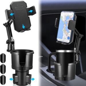 2-in-1 Car Cup Holder with Adjustable Phone Mount