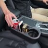 Leather Car Cup Holder & Organizer for Coins, Phone – Black